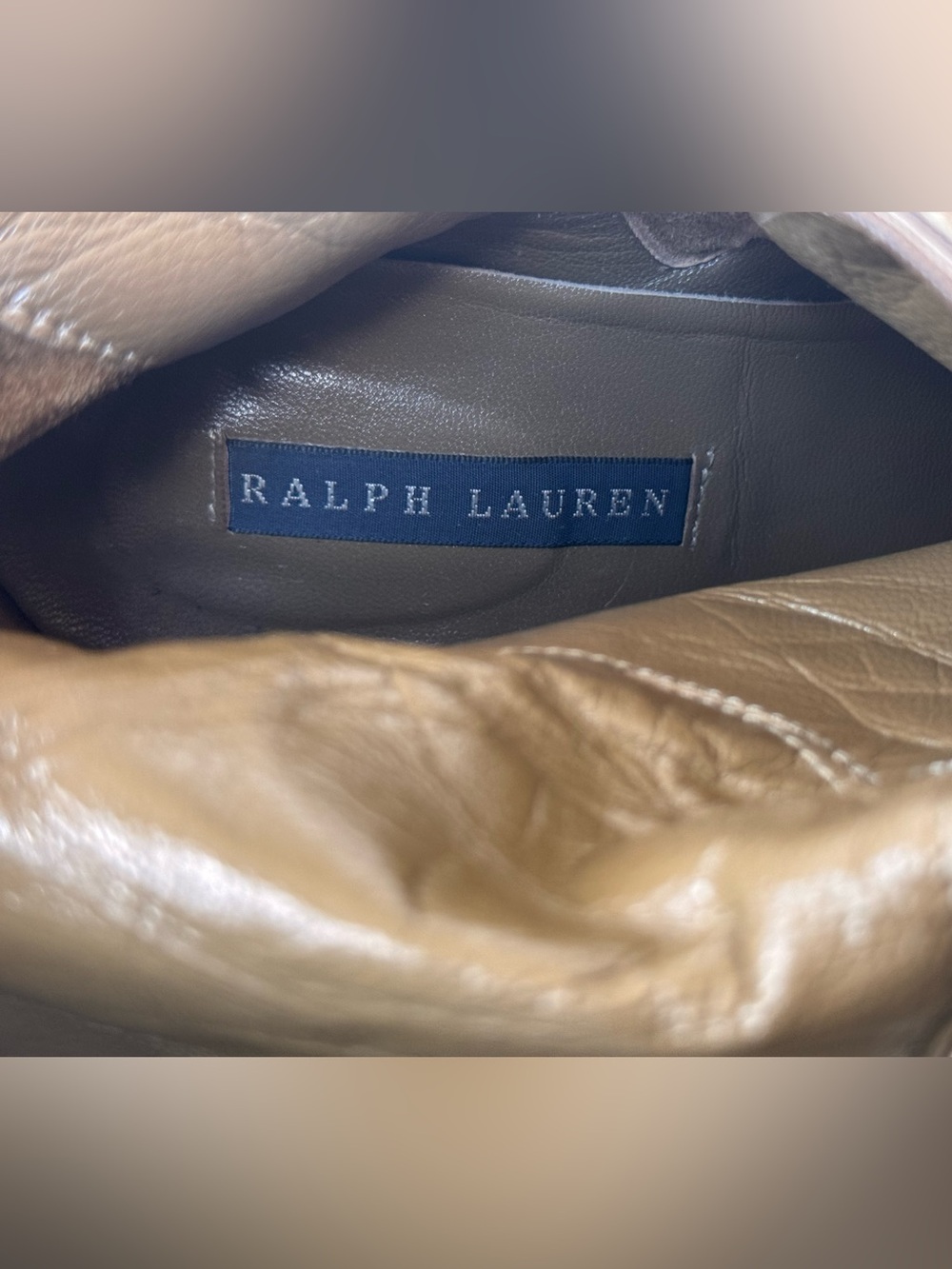 vintage 90s ralph lauren blue label tan suede tall heel boots size 8 *Flaws - Picture 11 of 15